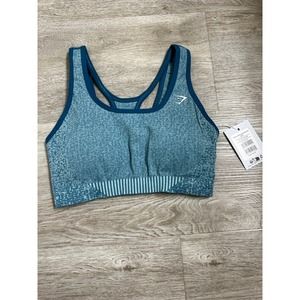 [M] NWT Gymshark Marl Seamless Scoop Bra - Light Blue Marl/Light Grey Marl/Turki